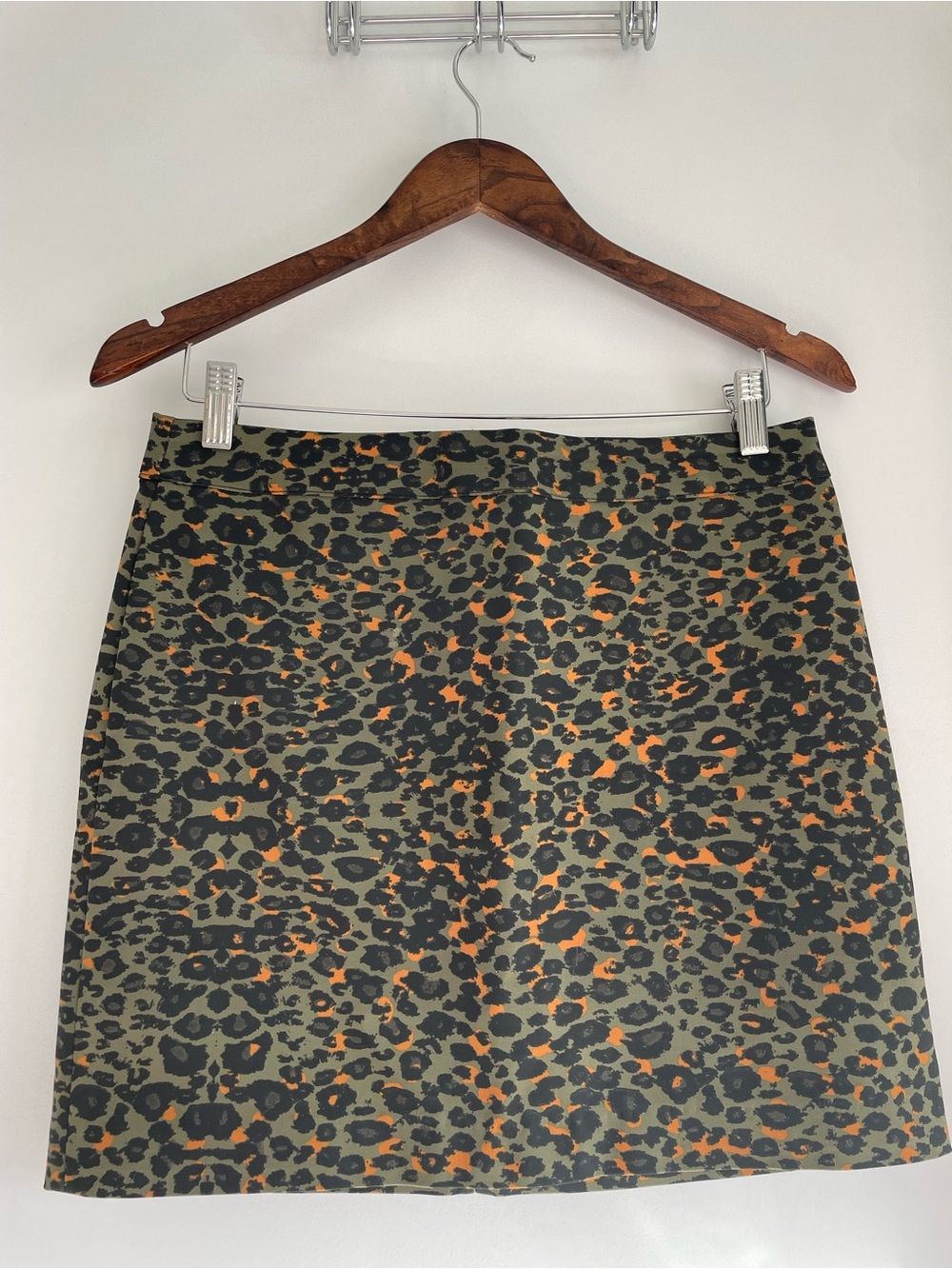 H&M cotton mix orange and green Leopard Print Mini Skirt size US 8